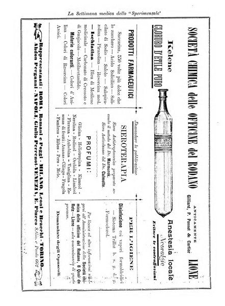 La settimana medica de Lo sperimentale organo dell'Accademia medico-fisica fiorentina