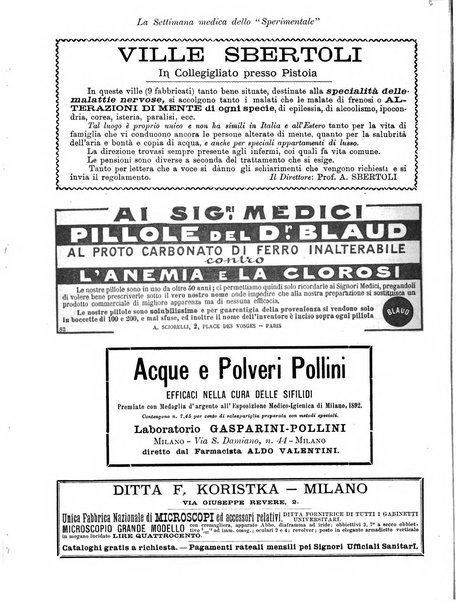 La settimana medica de Lo sperimentale organo dell'Accademia medico-fisica fiorentina