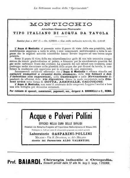 La settimana medica de Lo sperimentale organo dell'Accademia medico-fisica fiorentina