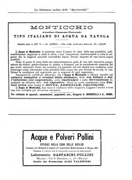 La settimana medica de Lo sperimentale organo dell'Accademia medico-fisica fiorentina