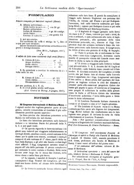 La settimana medica de Lo sperimentale organo dell'Accademia medico-fisica fiorentina