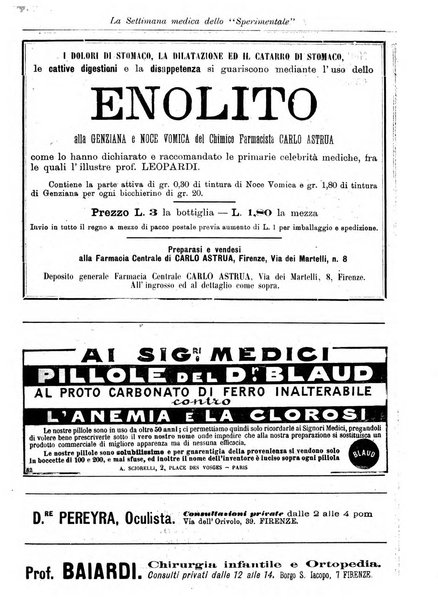 La settimana medica de Lo sperimentale organo dell'Accademia medico-fisica fiorentina