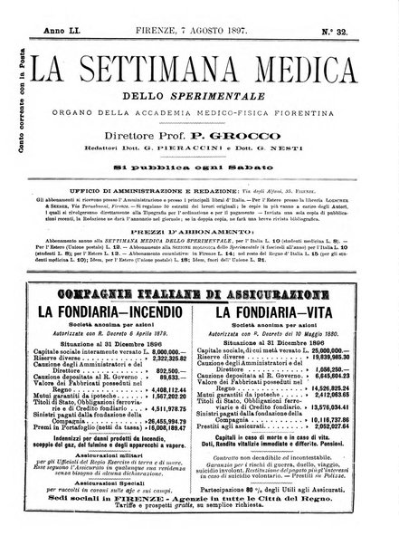 La settimana medica de Lo sperimentale organo dell'Accademia medico-fisica fiorentina