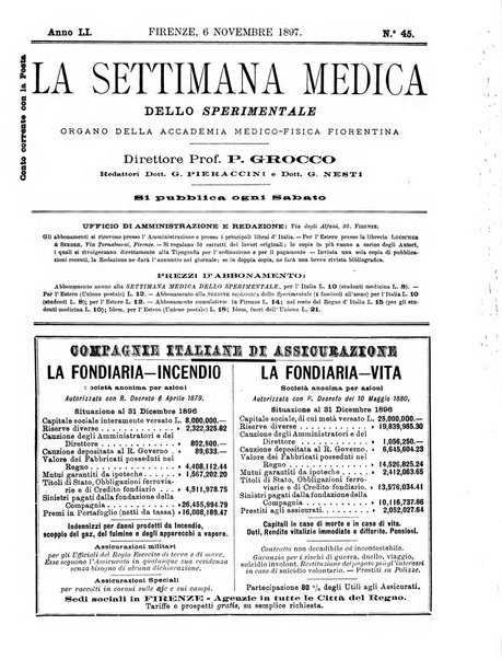 La settimana medica de Lo sperimentale organo dell'Accademia medico-fisica fiorentina