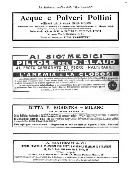 La settimana medica de Lo sperimentale organo dell'Accademia medico-fisica fiorentina