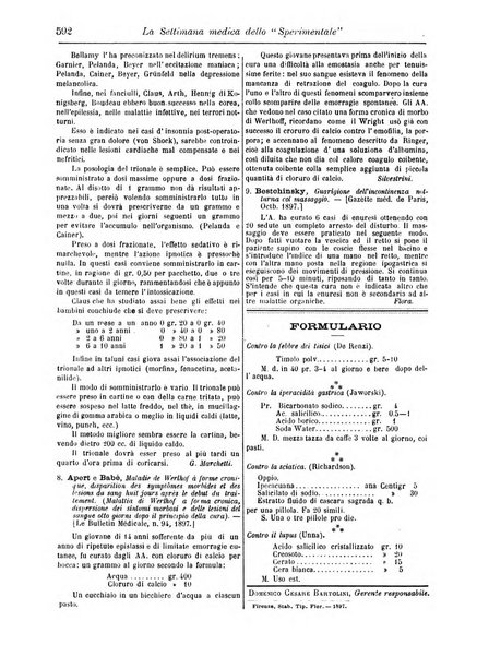 La settimana medica de Lo sperimentale organo dell'Accademia medico-fisica fiorentina