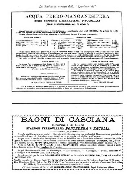 La settimana medica de Lo sperimentale organo dell'Accademia medico-fisica fiorentina