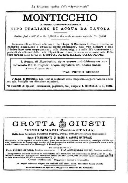 La settimana medica de Lo sperimentale organo dell'Accademia medico-fisica fiorentina