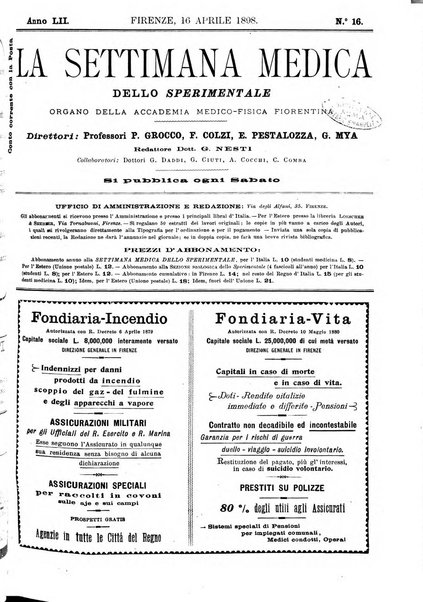 La settimana medica de Lo sperimentale organo dell'Accademia medico-fisica fiorentina