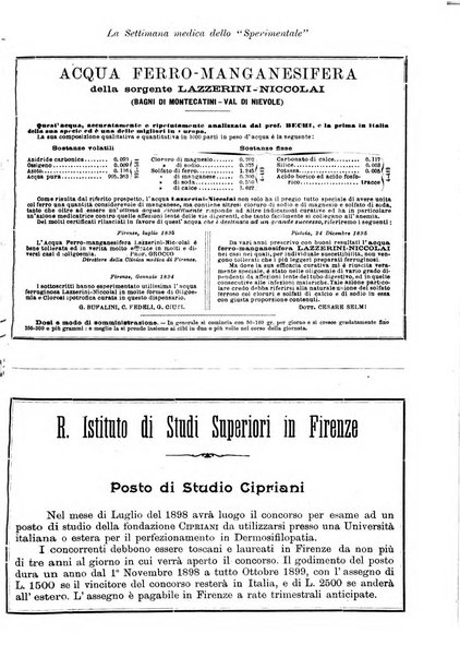 La settimana medica de Lo sperimentale organo dell'Accademia medico-fisica fiorentina