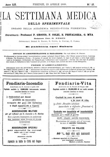 La settimana medica de Lo sperimentale organo dell'Accademia medico-fisica fiorentina