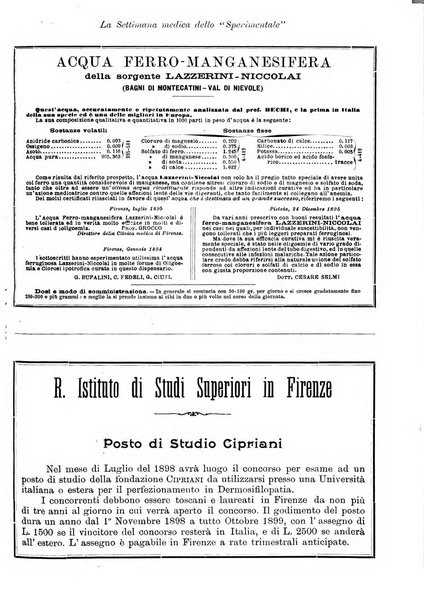 La settimana medica de Lo sperimentale organo dell'Accademia medico-fisica fiorentina