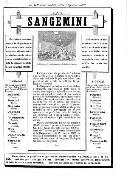 La settimana medica de Lo sperimentale organo dell'Accademia medico-fisica fiorentina