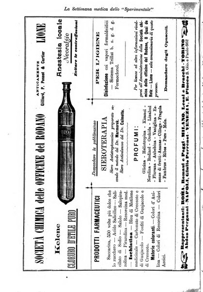 La settimana medica de Lo sperimentale organo dell'Accademia medico-fisica fiorentina