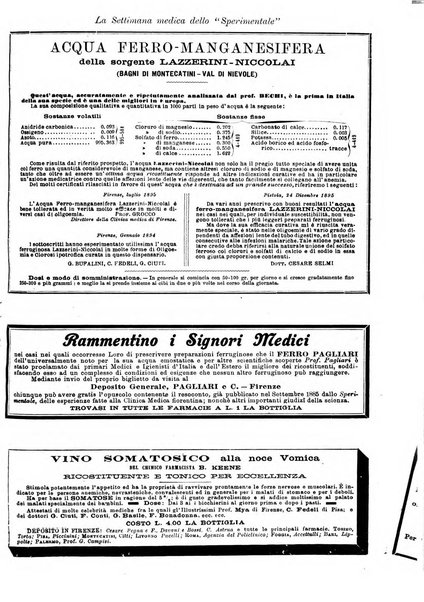 La settimana medica de Lo sperimentale organo dell'Accademia medico-fisica fiorentina