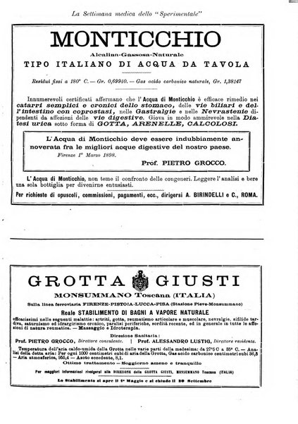 La settimana medica de Lo sperimentale organo dell'Accademia medico-fisica fiorentina