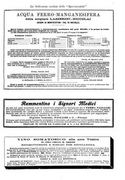 La settimana medica de Lo sperimentale organo dell'Accademia medico-fisica fiorentina