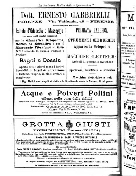 La settimana medica de Lo sperimentale organo dell'Accademia medico-fisica fiorentina