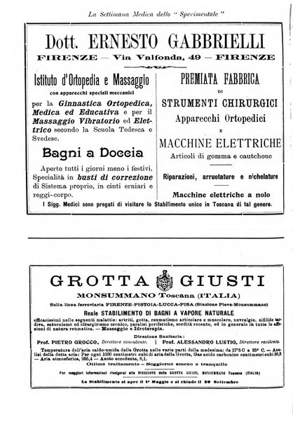 La settimana medica de Lo sperimentale organo dell'Accademia medico-fisica fiorentina