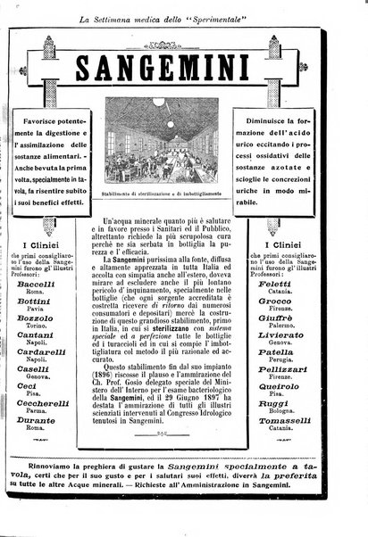 La settimana medica de Lo sperimentale organo dell'Accademia medico-fisica fiorentina