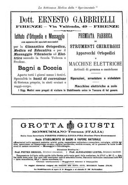 La settimana medica de Lo sperimentale organo dell'Accademia medico-fisica fiorentina