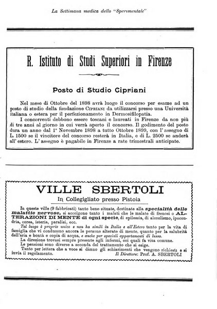 La settimana medica de Lo sperimentale organo dell'Accademia medico-fisica fiorentina