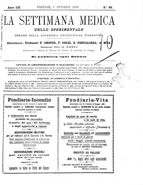 La settimana medica de Lo sperimentale organo dell'Accademia medico-fisica fiorentina