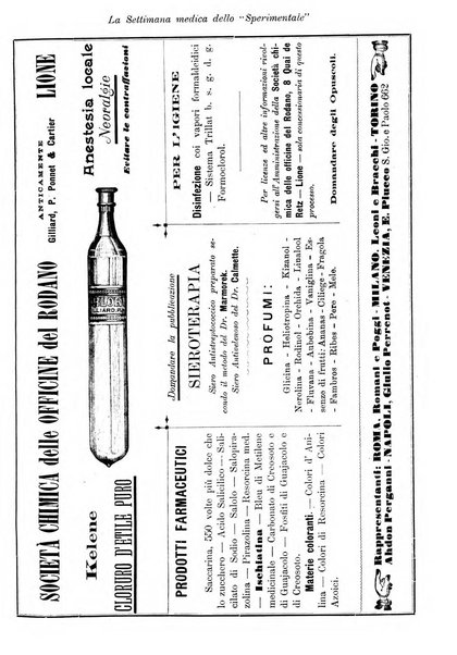 La settimana medica de Lo sperimentale organo dell'Accademia medico-fisica fiorentina