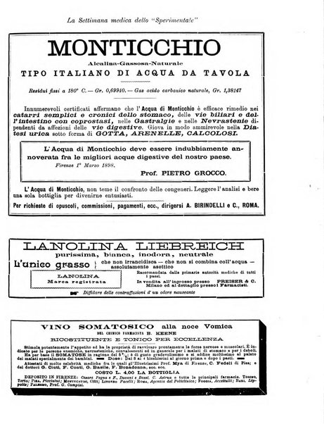 La settimana medica de Lo sperimentale organo dell'Accademia medico-fisica fiorentina