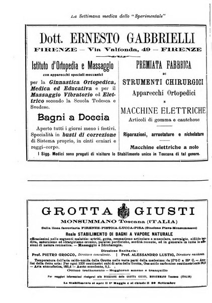 La settimana medica de Lo sperimentale organo dell'Accademia medico-fisica fiorentina