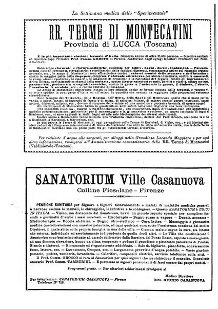 La settimana medica de Lo sperimentale organo dell'Accademia medico-fisica fiorentina