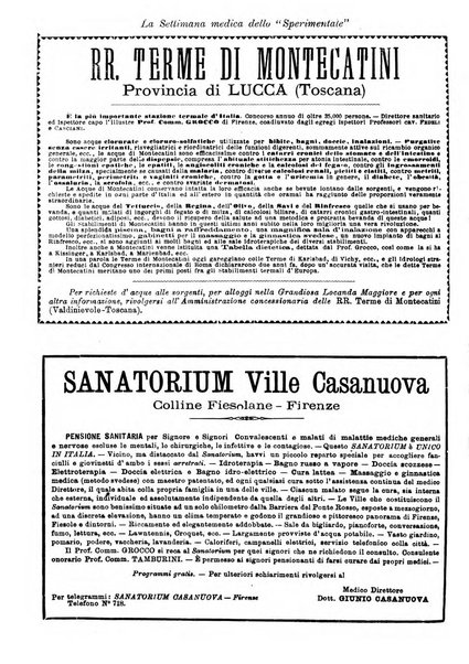 La settimana medica de Lo sperimentale organo dell'Accademia medico-fisica fiorentina