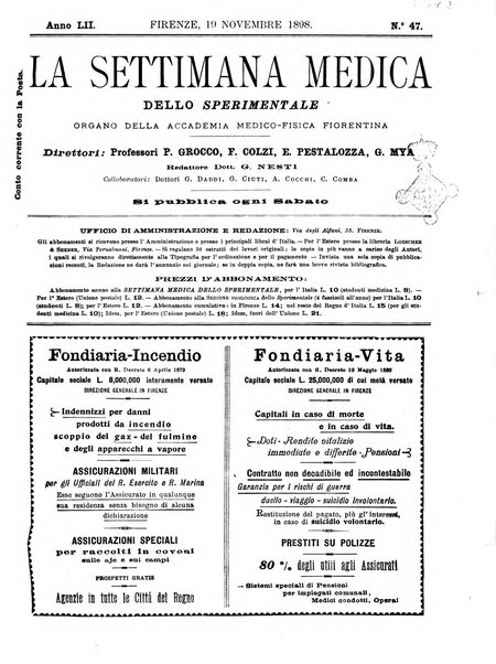 La settimana medica de Lo sperimentale organo dell'Accademia medico-fisica fiorentina