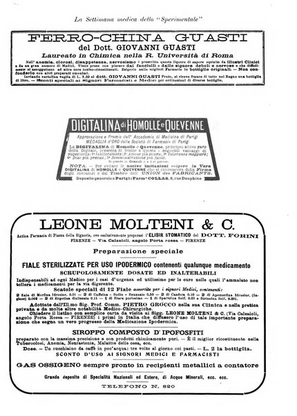 La settimana medica de Lo sperimentale organo dell'Accademia medico-fisica fiorentina