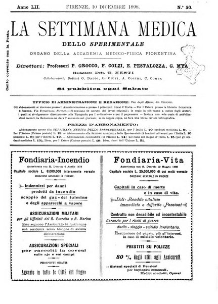 La settimana medica de Lo sperimentale organo dell'Accademia medico-fisica fiorentina