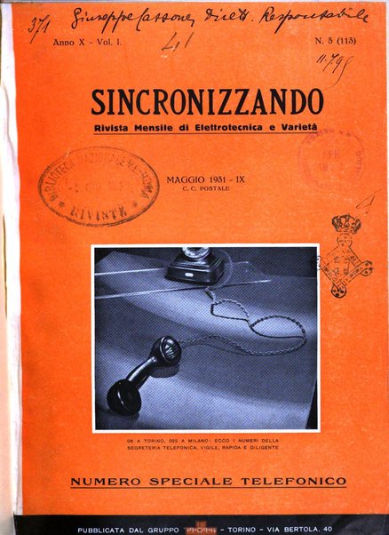 Sincronizzando rivista mensile di elettricita e varieta