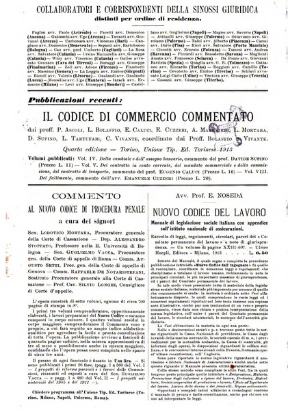 Sinossi giuridica compendio ordinato di giurisprudenza, scienza e bibliografia ...