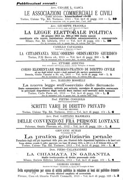 Sinossi giuridica compendio ordinato di giurisprudenza, scienza e bibliografia ...