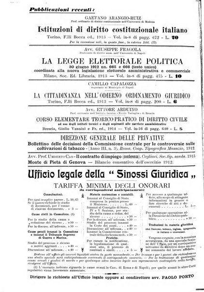 Sinossi giuridica compendio ordinato di giurisprudenza, scienza e bibliografia ...