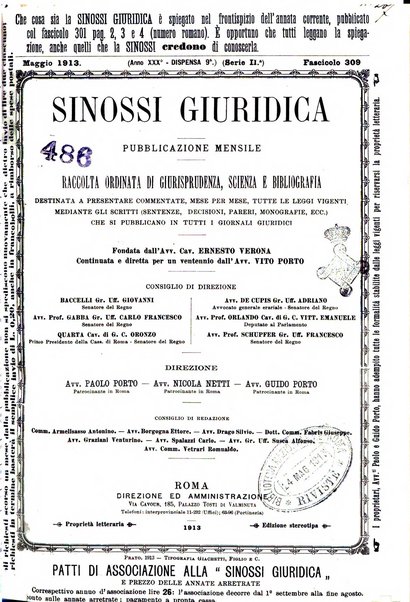 Sinossi giuridica compendio ordinato di giurisprudenza, scienza e bibliografia ...