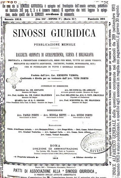 Sinossi giuridica compendio ordinato di giurisprudenza, scienza e bibliografia ...