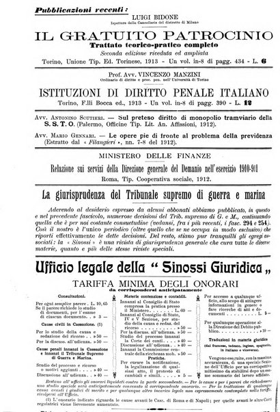 Sinossi giuridica compendio ordinato di giurisprudenza, scienza e bibliografia ...