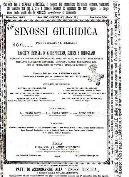 Sinossi giuridica compendio ordinato di giurisprudenza, scienza e bibliografia ...