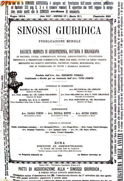 Sinossi giuridica compendio ordinato di giurisprudenza, scienza e bibliografia ...