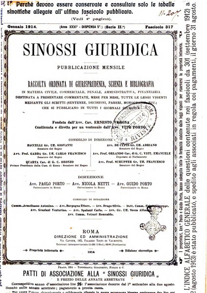 Sinossi giuridica compendio ordinato di giurisprudenza, scienza e bibliografia ...