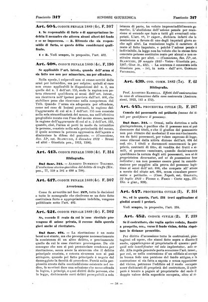 Sinossi giuridica compendio ordinato di giurisprudenza, scienza e bibliografia ...