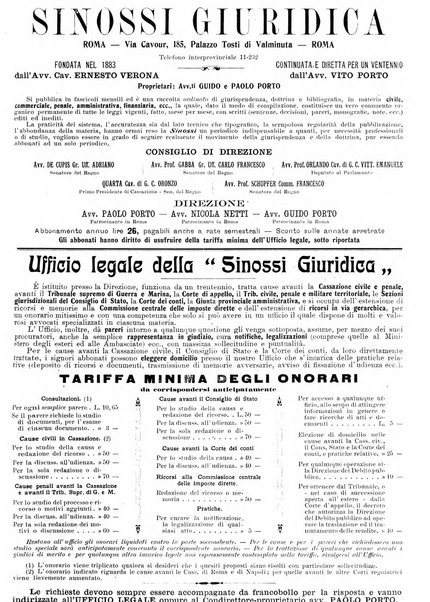 Sinossi giuridica compendio ordinato di giurisprudenza, scienza e bibliografia ...