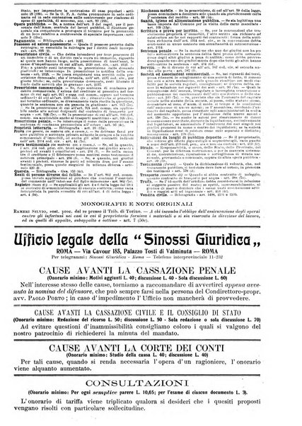 Sinossi giuridica compendio ordinato di giurisprudenza, scienza e bibliografia ...