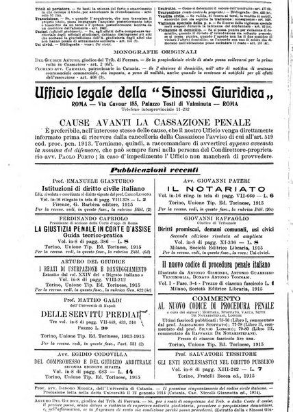 Sinossi giuridica compendio ordinato di giurisprudenza, scienza e bibliografia ...