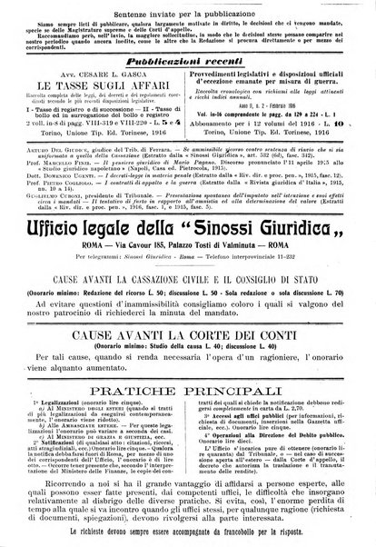 Sinossi giuridica compendio ordinato di giurisprudenza, scienza e bibliografia ...